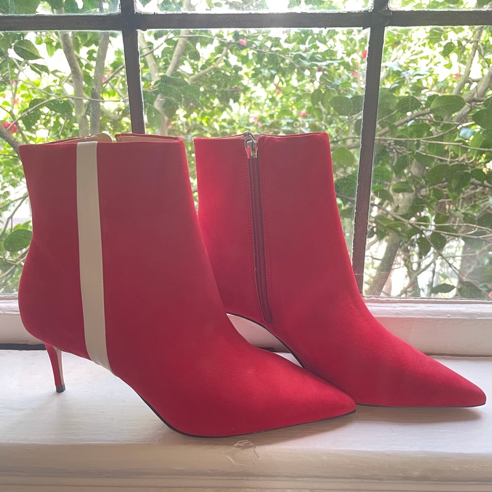 Schutz Red Suede Booties size 7.5
